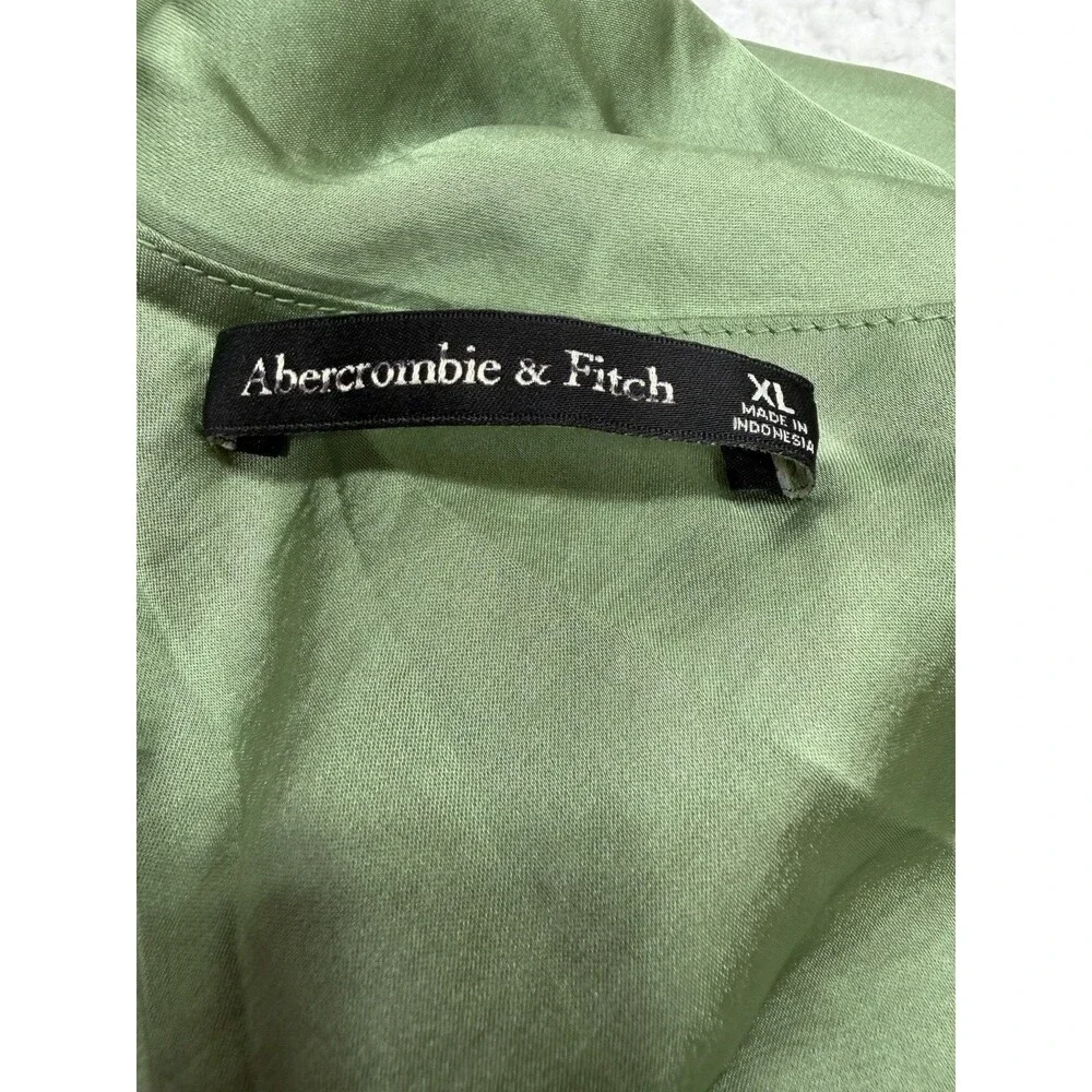 Abercrombie & Fitch Maxi Dress Green Cowl Neck Draped Wedding Preppy Size XL - Picture 11 of 13
